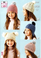 Knitting Pattern - King Cole 5100 - Aran - Child's Hats